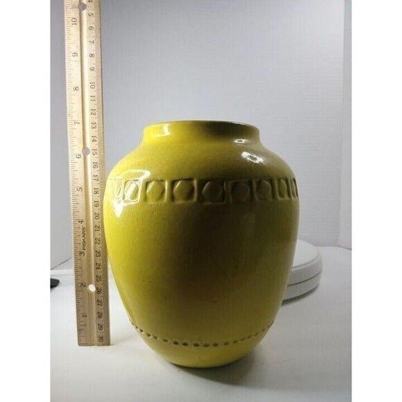 Bitossi Pottery Yellow Glazed Pot Signed by Aldo Londi 1960 Italian Signed Vase - Picture 12 of 13